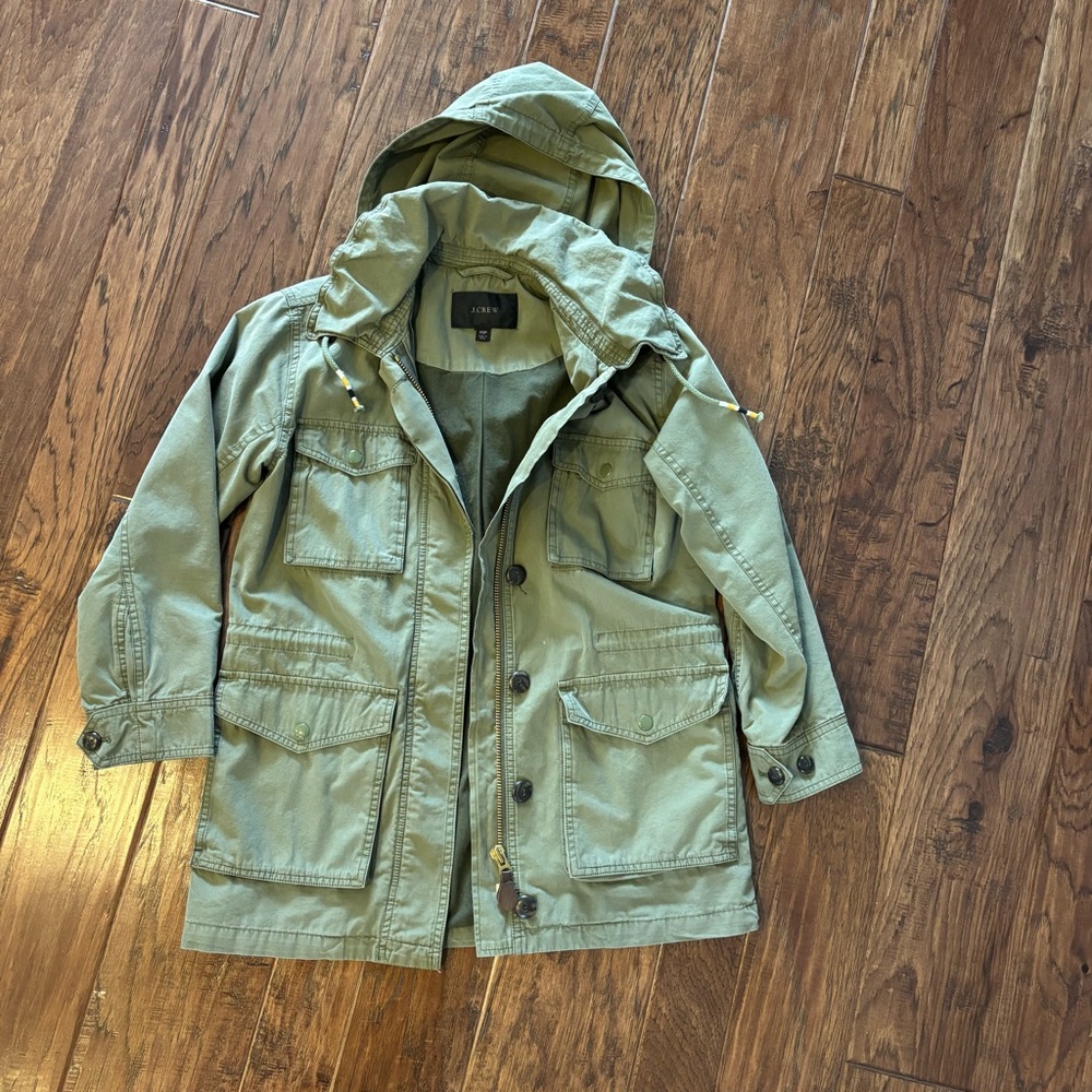 J. Crew Olive Green Hooded Utility Jacket